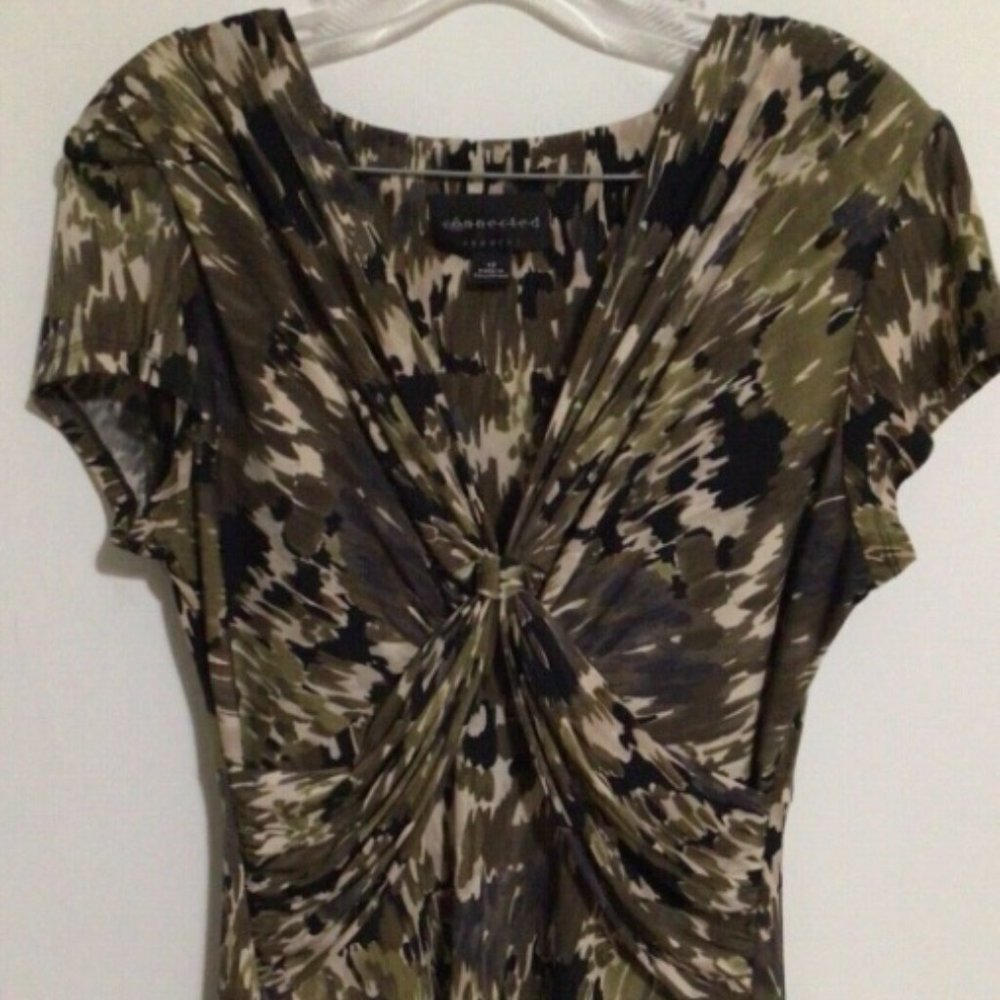Connected Apparel A Line Dress Army Green Camo Print Size 12
